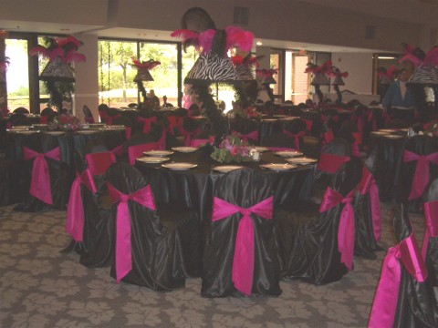 Black Satin w Fuschia Sateen Sash